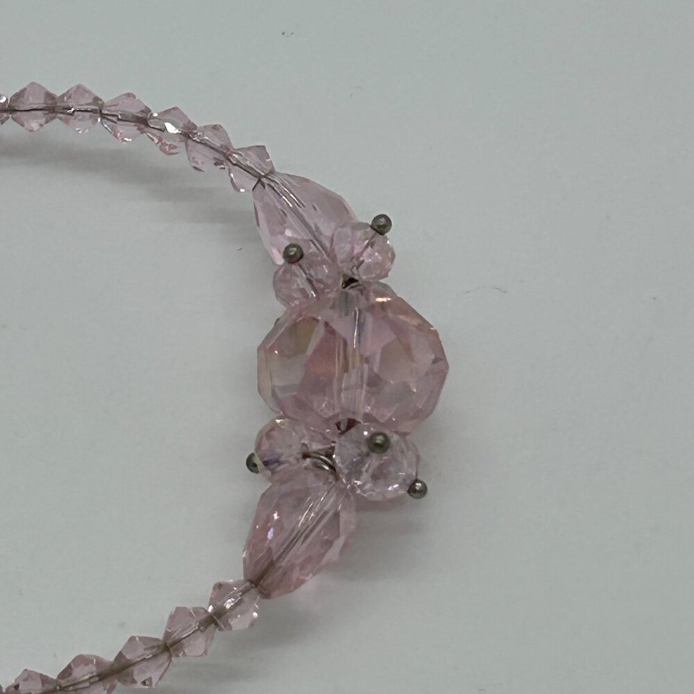 Adjustable Retro Pink Bracelet Glass Beads On Memory Wire Prom Quinceañera - Picture 7 of 16